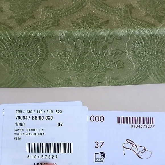 $850 Brand New 100% Auth Gucci Vitello Vernice Sandals Black Leather G 37 US 7 - Picture 12 of 14